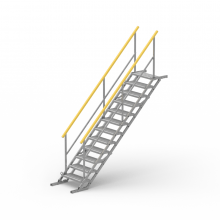 12 stegs byggtrappa med räcken i aluminium