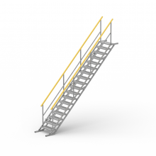 18 stegs byggtrappa med räcken, tillverkad i aluminium