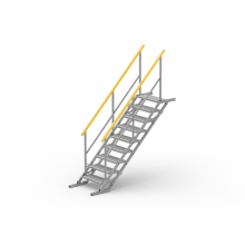 9 stegs byggtrappa med dubbla räcken i aluminium