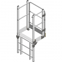 Fasadstege Avslut med räcken och grind lång