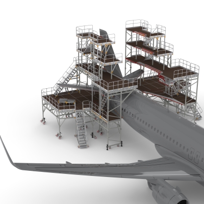 Arbetsplattform flygplanssvans