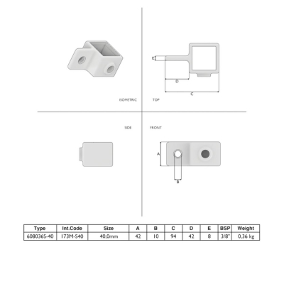 Fyrkantskoppling Diagonalfäste