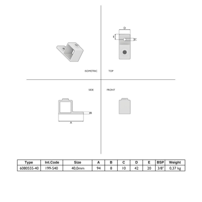 Fyrkantskoppling Enkelsidig fixering