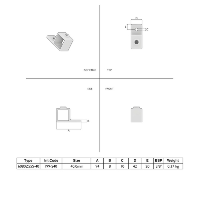Fyrkantskoppling Enkelsidig fixering