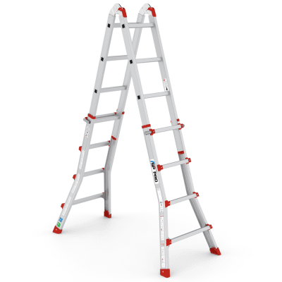 Hög multistege med 2 gånger 7 steg som vikt på två ben