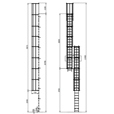 Fasadstege 10 - 10,5m inkl fallskydd