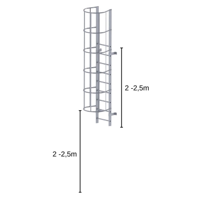 Fasadstege upphöjd 7,5 - 8m inkl fallskydd