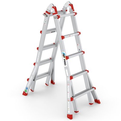 Grå 2x5-stegs multistege som står vikt på två ben