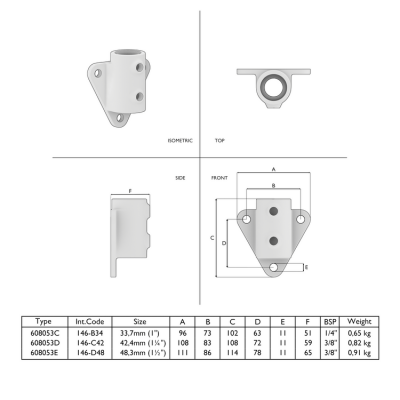 Rörkoppling vertikalt sidofäste Silver