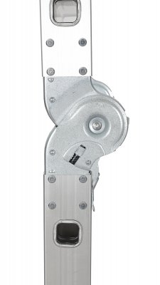 Närbild på sidan av en multistege som visar gångjärnet