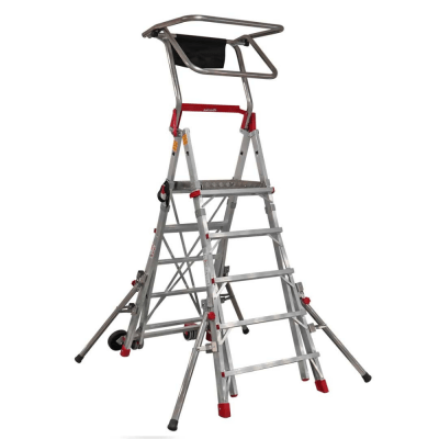 PLS Compact arbetsplattform med stabilisatorer, skyddsräcke och justerbar höjd