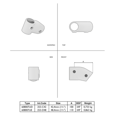 Rörkoppling 45-60 gr Silver