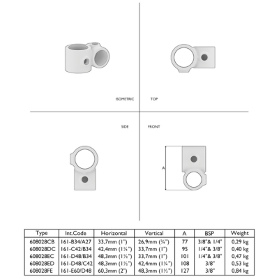 Rörkoppling 90gr 48,3 & 33,7 mm Silver