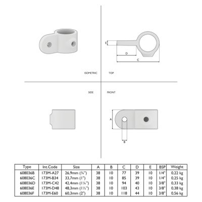 Rörkoppling Diagonalfäste Silver