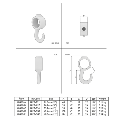 Rörkoppling klädkrok Silver