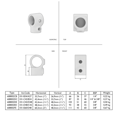 Rörkoppling rak 42,4-33,7mm Silver