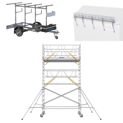 Rullställning bred 6m med SGS fallskydd och trailer