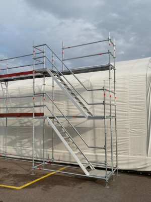 Byggställning modul stål 9x6 m med gaveltopp