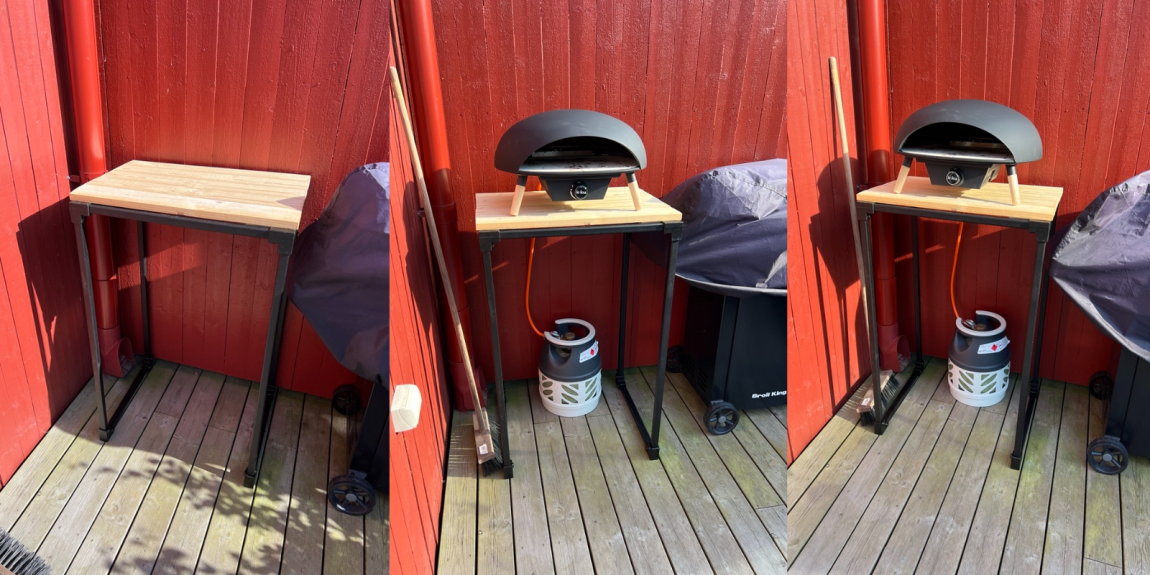 Hemmagjort grillbord av stål fyrkantsprofiler i svart färg